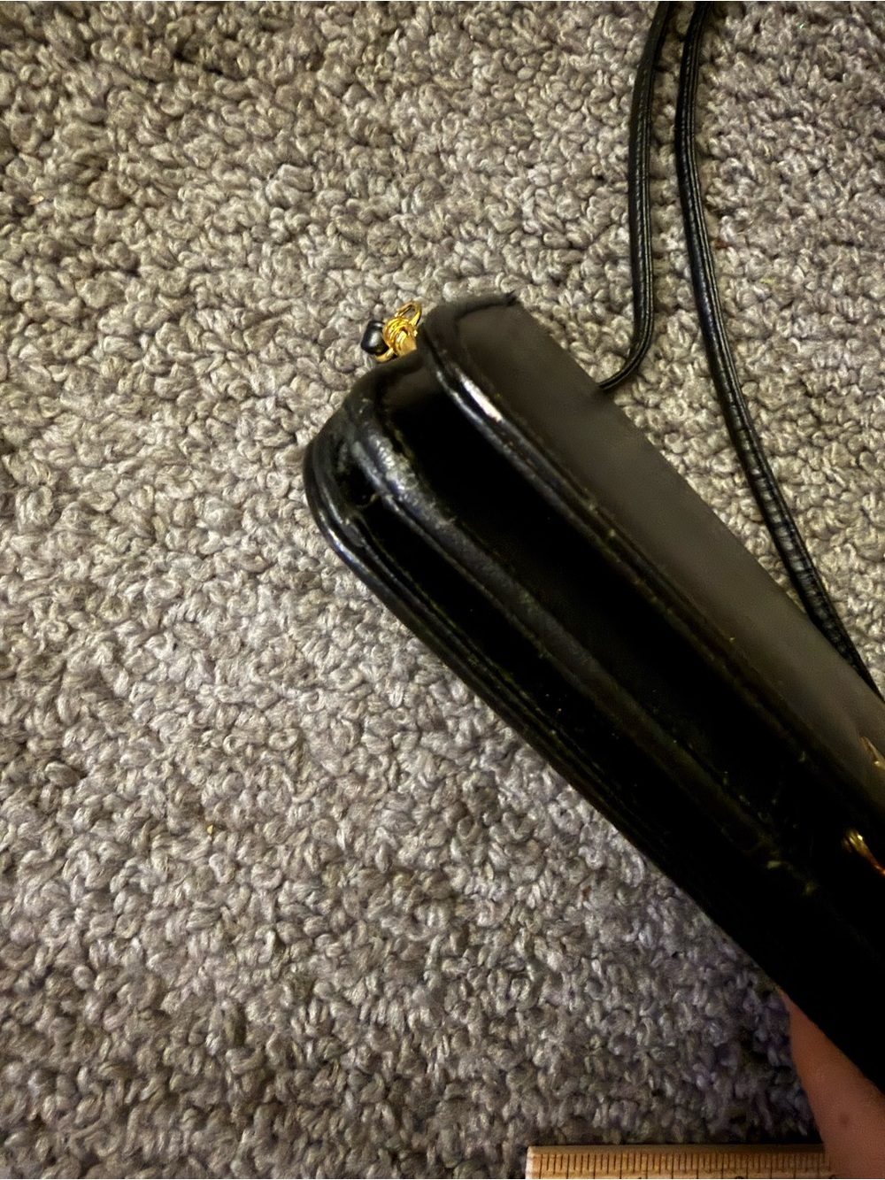 Black Leather Buxton Crossbody Bag with Gold Accent - Picture 3 of 5